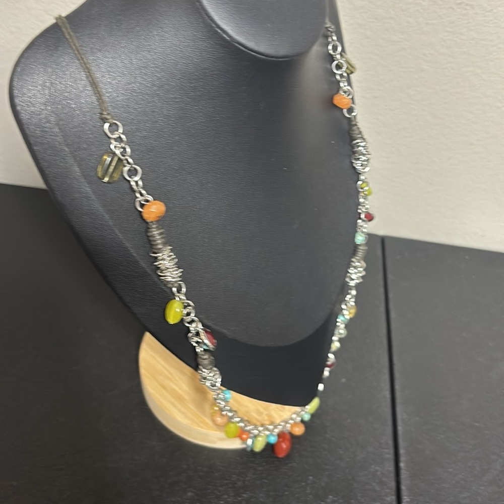 J. Jill Long Boho Dangle Beaded Chain Necklace Colorful - Picture 7 of 9